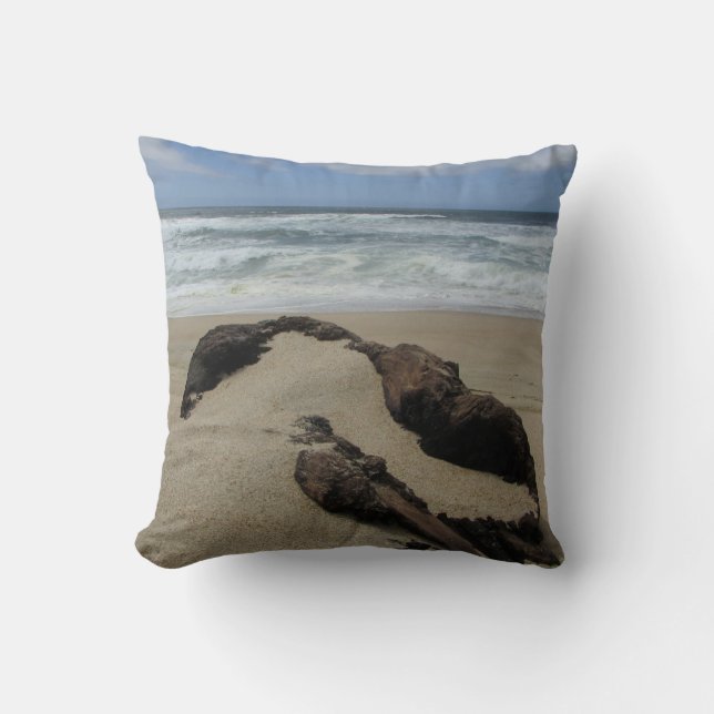 Coussin Plage paysage de la côte de sable de Driftwood (Recto)