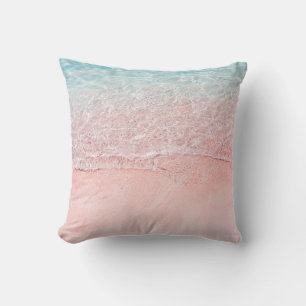 Coussin Plage rose et vague