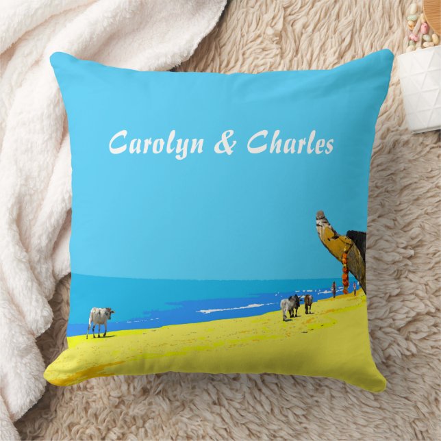 Coussin Plage tropicale, Goa, Inde, votre nom (Couverture)