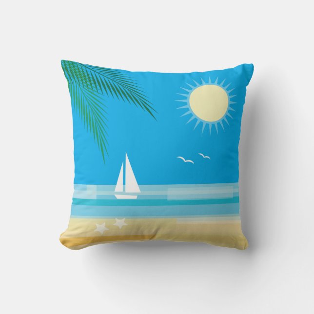 Coussin Plage tropicale sur Blue Sky (Recto)