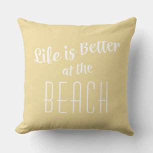Coussin Plage Vie Mieux Cute Côtier Nautique Jaune