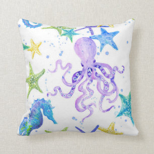 Coussin Plage violette Plage Côte Octopus Seahorse Starfis