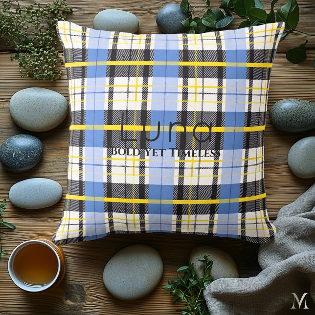 Coussin Plaid bleu et jaune | Accueil Tartan Gras Personna (Créateur téléchargé)