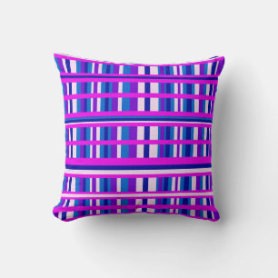 Coussin Plaid bleu rose violet
