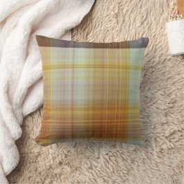 Coussin Plaid classique orange gris jaune