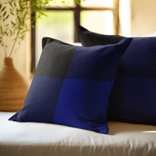 Coussin Plaid de buffle bleu et noir