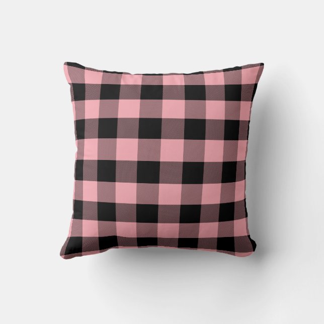 Coussin Plaid de buffle rose pâle et noir (Verso)
