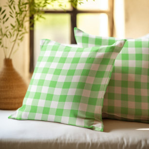 Coussin Plaid de buffle vert et blanc