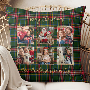 Coussin Plaid de Noël familial Or Personnalisé 6 Photos Co
