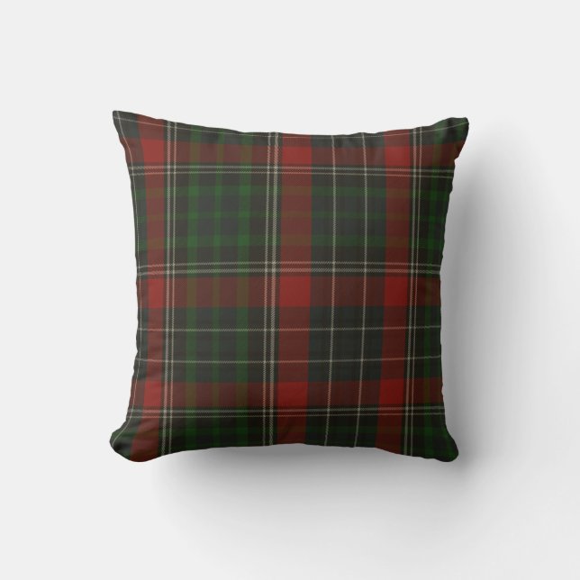 Coussin Plaid de tartan vert et rouge traditionnel Stuart (Recto)