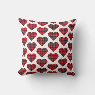 Coussin Plaid en forme de cœur rouge noir Buffalo