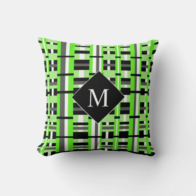 Coussin Plaid en Monogramme vert, noir et gris (Recto)