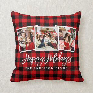 Coussin Plaid moderne de rouge de vacances de photo du