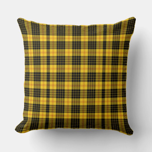 Coussin Plaid noir jaune classique (Recto)