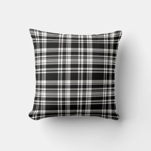 Coussin Plaid réversible - blanc/noir/rouge (Recto)