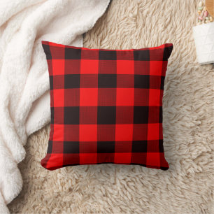 Coussin Plaid rouge et blanc