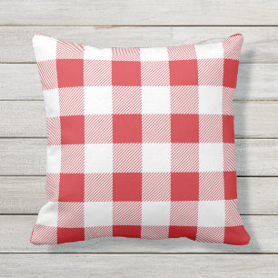 Coussin Plaid rouge et blanc de contrôle de Buffalo