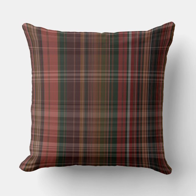 Coussin Plaid rouge et vert (Recto)