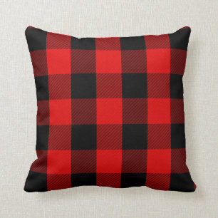 Coussin Plaid rouge rustique de bûcheron du contrôle   de