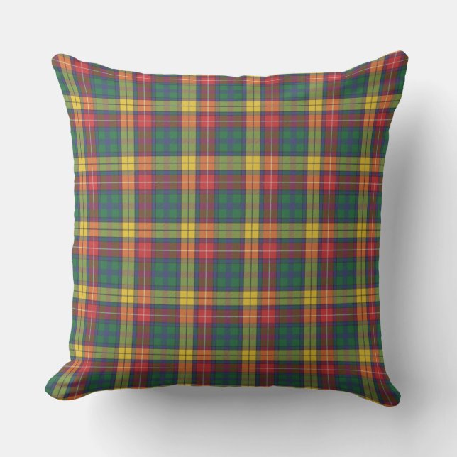 Coussin Plaid Tartan Modern Home Clan Buchanan Motif (Recto)