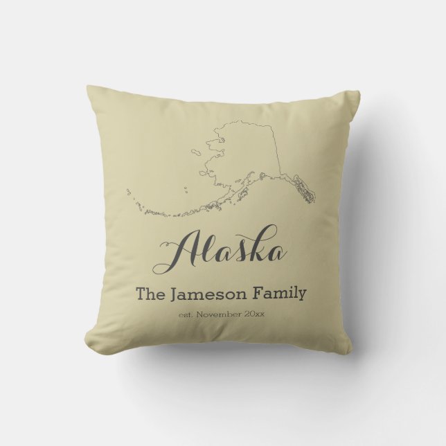 Coussin Plan d'état de l'Alaska plan famille personnalisée (Recto)