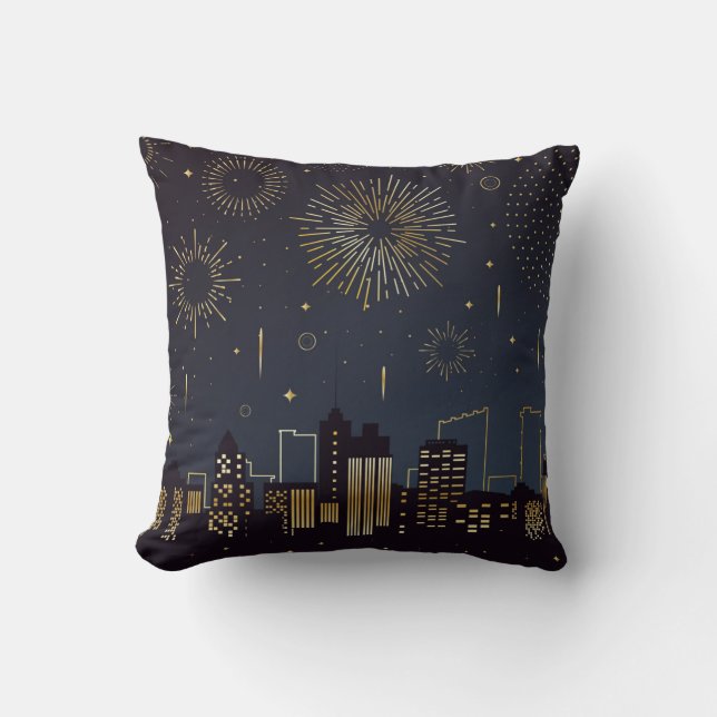 Coussin Plan du paysage avec feux d'artifice (Recto)