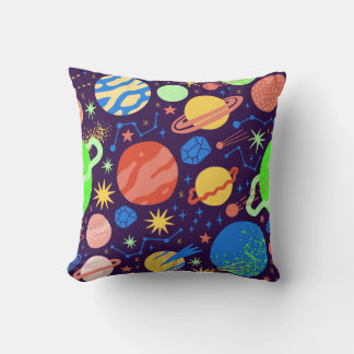 Coussin Planète carré et thème spatial  