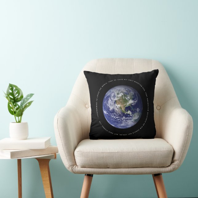 Coussin Planète Terre - Christian Jean 3:16 Jésus Dieu (Chaise)