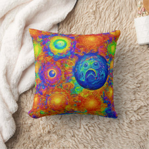 Coussin Planètes déplaisantes Colorées Tristes
