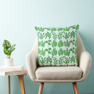 Coussin Plante botanique verte 