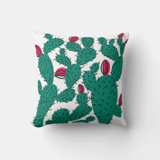 Coussin Plante Cactus, motif vintage vert sans couture.