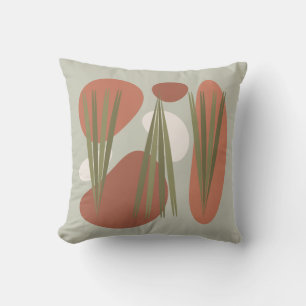 Coussin Plantes Abstraits et rochers Vintages du milieu du
