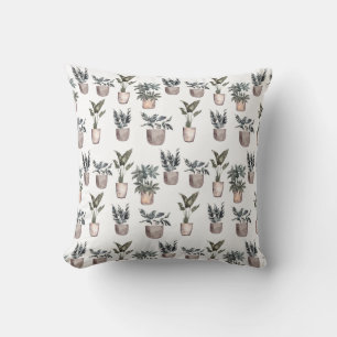 Coussin Plantes Posés En Blanc