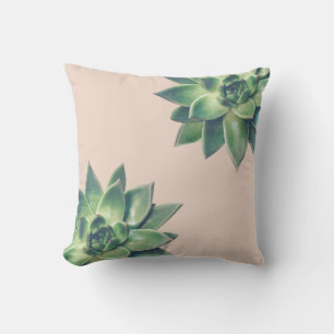 Coussin Plantes succulentes vertes amicales sur fond beige
