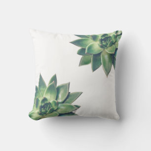 Coussin Plantes succulentes vertes amicales sur fond blanc