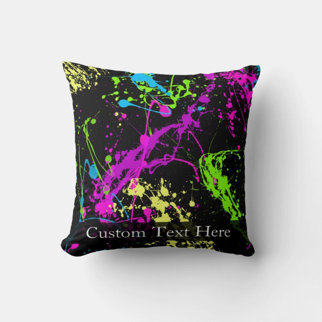 Coussin Plaque noire/néon personnalisée (Recto)