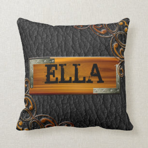 Coussin Plaque signalétique de cuir de personnaliser de