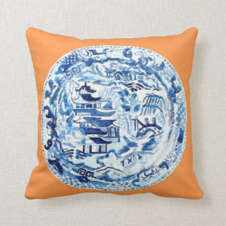 COUSSIN PLAT DE CHINOISERIE SUR LA MANDARINE