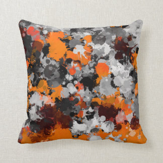 Coussin Plat de peinture orange et gris
