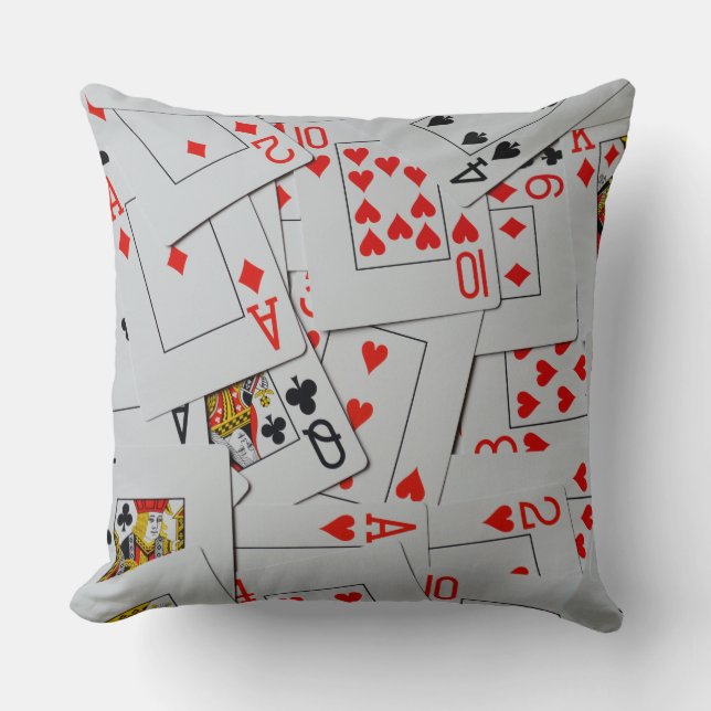 Coussin Plateau De Motif De Cartes De Jeu Éparpillées, (Recto)