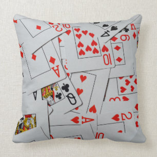 Coussin Plateau De Motif De Cartes De Jeu Éparpillées,