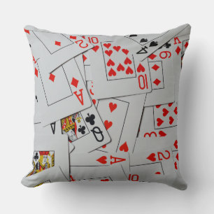 Coussin Plateau De Motif De Cartes De Jeu Éparpillées,