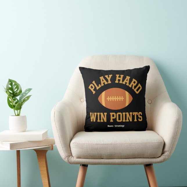 Coussin Play Hard, Win Points  Retro Game Day Sports  (Chaise)