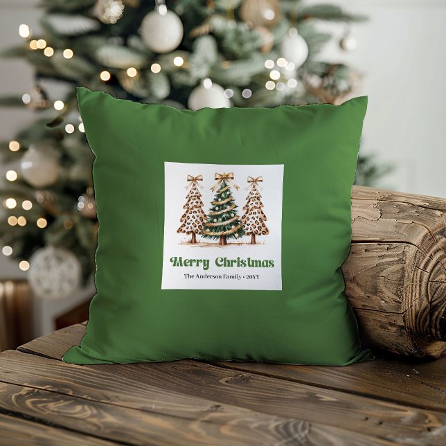 Coussin Playful Leopard Pattern Christmas Name Custom   (Playful Leopard Pattern Christmas Name Custom Pillow)