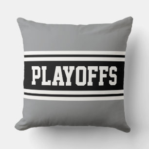Coussin PLAYOFFS Gris Athlétique Noir Blanc Rayures de Cou