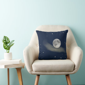 Coussin Pleine lune dans le ciel étoilé 