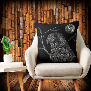 Coussin Pleine lune de faucon Monogramme noir