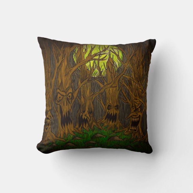 Coussin Pleine lune d'Halloween nocturne (Recto)