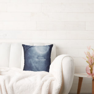 Coussin Pleine lune fantôme d'Halloween éffrayant en soiré