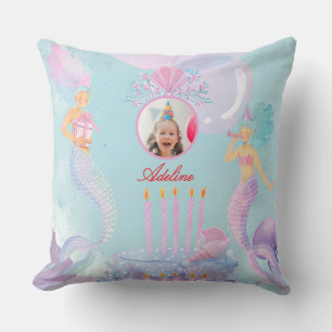 Coussin Plongez dans une fête d'anniversaire de sirène !